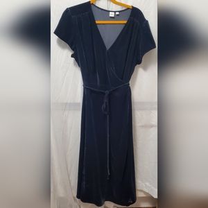 Gap dark blue velvet wrap dress XL